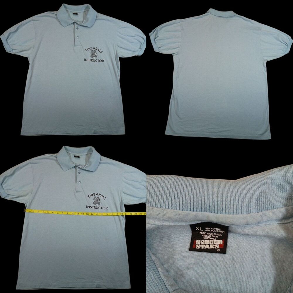 VTG 1980s Firearms Instructor Baltimore Maryland Police Badge Ringer Polo Men XL